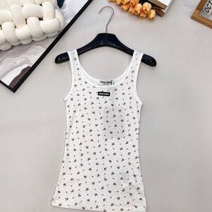 Miu Miu White Floral Tank Top